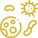 Icono dorado de bacterias y microbios