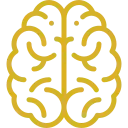 Icono dorado de un cerebro