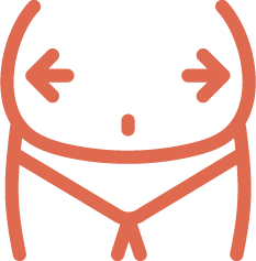 Icono naranja del abdomen de un paciente obeso