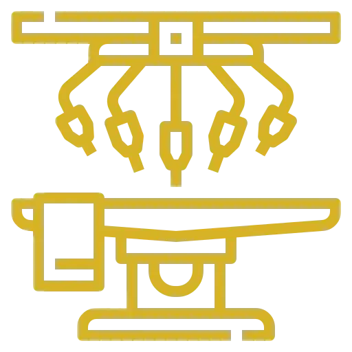 Icono dorado del robot para realizar cirugía robótica