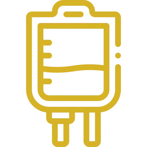 Icono dorado de una bolsa de suero fisiológico