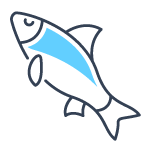 Icono azul y negro de un pescado