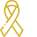 Icono dorado de un lazo que simboliza el cáncer