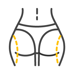 Icono negro y amarillo de liposucción