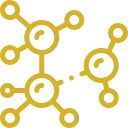Icono dorado de una molécula