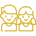 Icono dorado pareja de niños, un niño y una niña