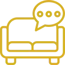 Icono dorado de un diván para sesión de psicoterapia