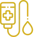 Icono dorado de una bolsa de sangre para transfusión sanguínea