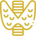 Icono dorado de la glándula tiroides, parte del sistema endocrino.
