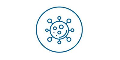 Icono de una célula Imagen de un icono azul de una célula dentro de un círculo.