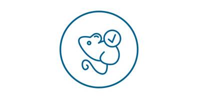 Icono ratón de laboratorio Imagen de un icono azul de un ratón de laboratorio dentro de un círculo.