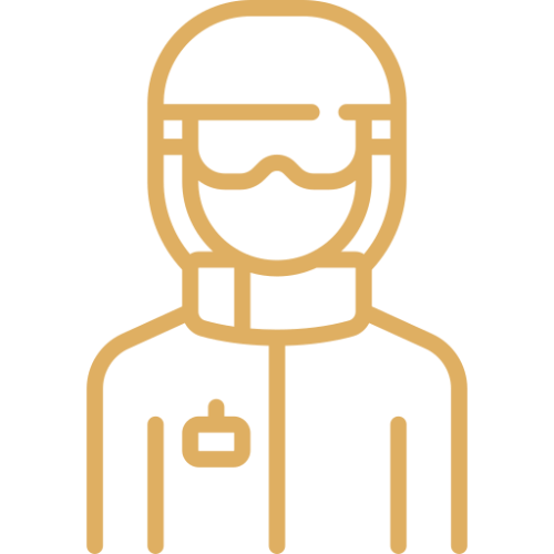 Icono dorado de trabaje de bioseguridad para laboratorio
