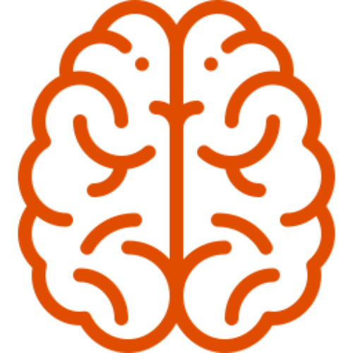 Icono naranja de un cerebro