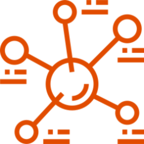 Icono naranja de una molécula