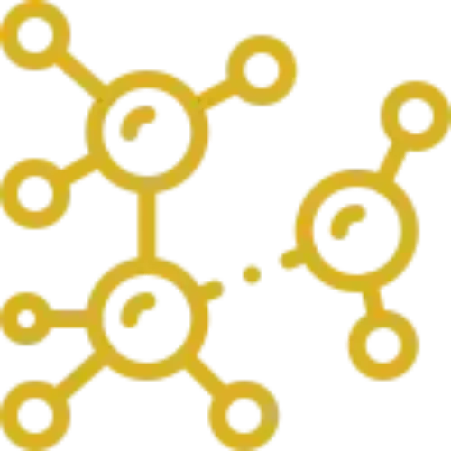 Icono dorado de una molécula