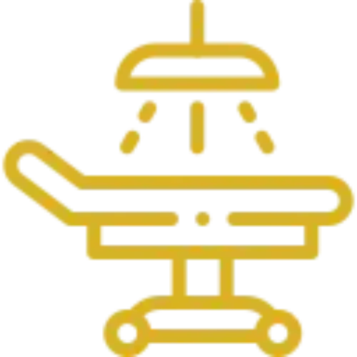 Icono dorado de una mesa de quirófano para realizar cirugías