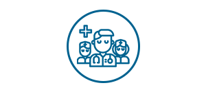 Imagen de un icono azul de un equipo médico dentro de un círculo.