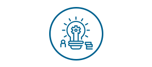 Imagen de un icono azul de una bombilla que simboliza la innovación.
